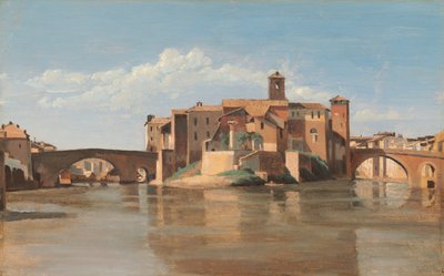 Die Insel und die Brücke von San Bartolomeo, Rom von Jean Baptiste Camille Corot